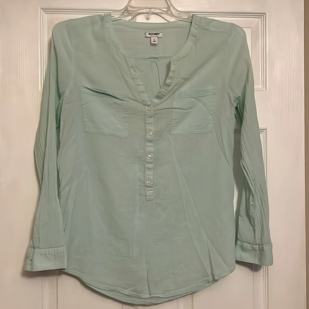 Old Navy Light Green Button Up Blouse